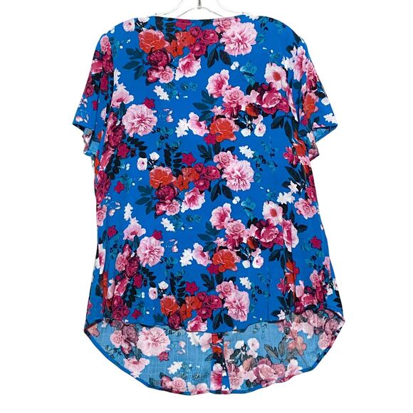 Torrid Rayon Slub Button Front Flutter Sleeve Top Blouse 2X Floral Boho Summer - Picture 3 of 8